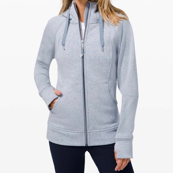 ✨🥰👉🏻 Rare - Lululemon Scuba Hoodie Color Full Zip Heathered Blue Linen Size 8 - Picture 6 of 14